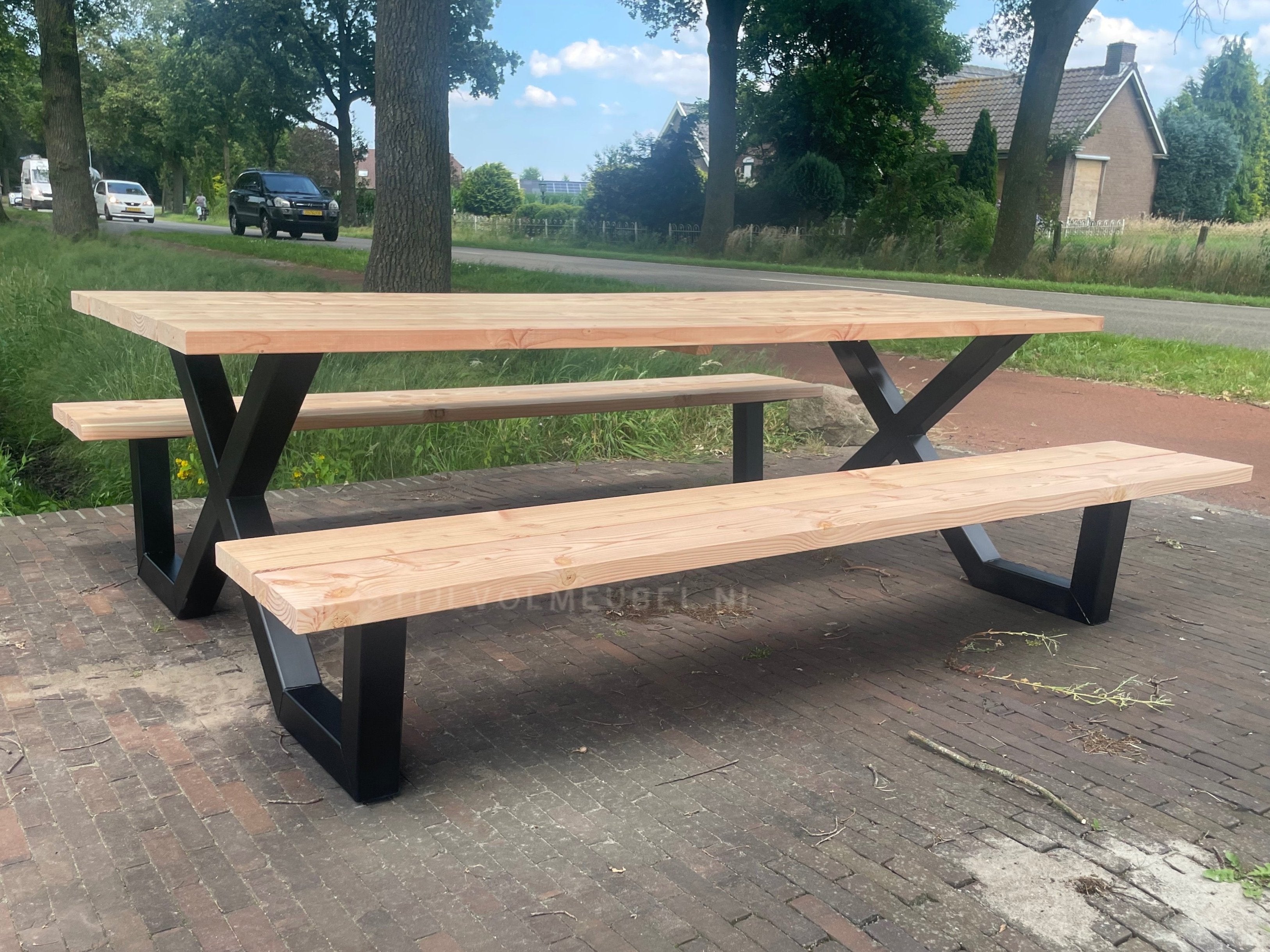 Picknicktafel staal & douglas